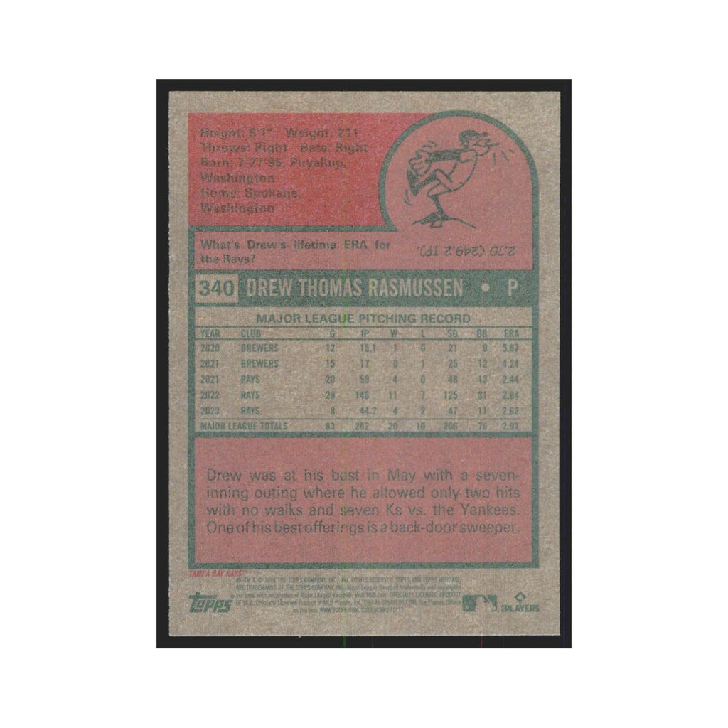 Drew Rasmussen 2024 Topps Heritage #340 Tampa Bay Rays Baseball Card NM