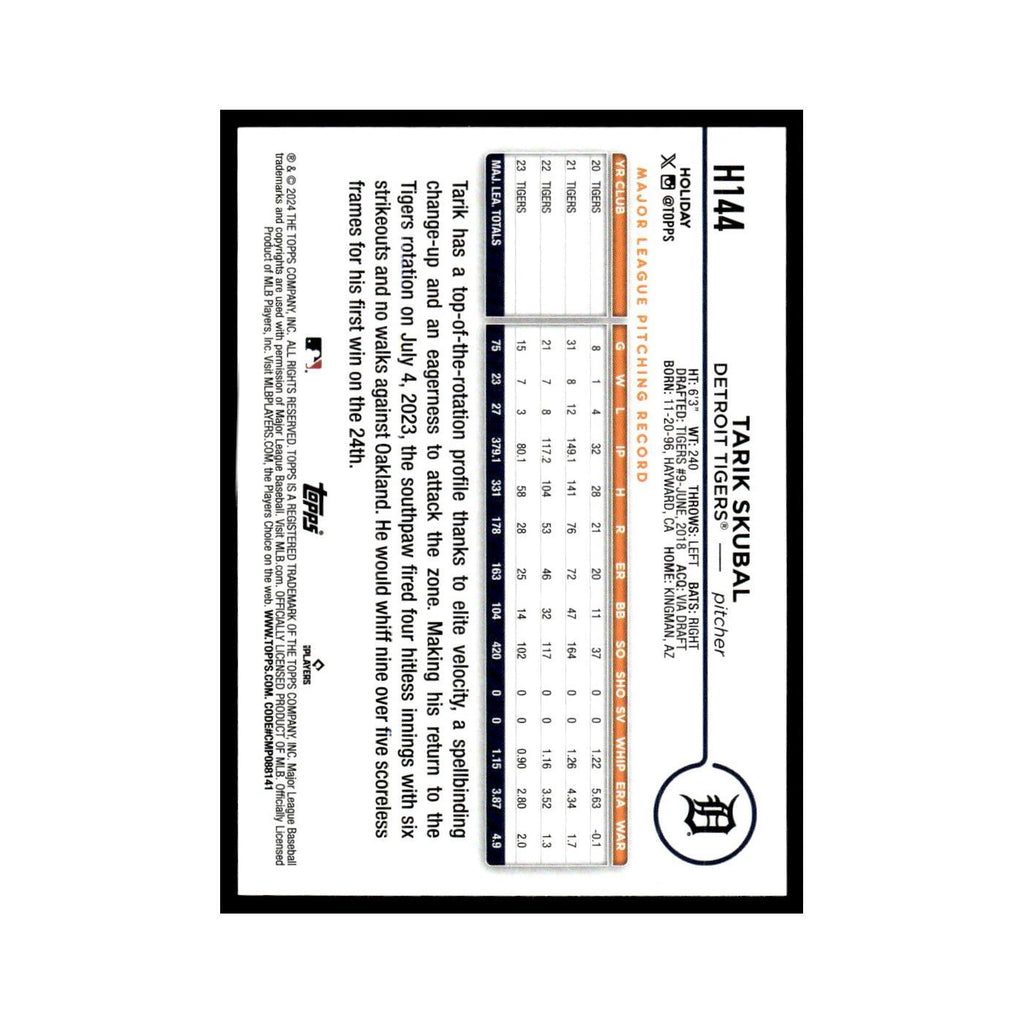 Tarik Skubal 2024 Topps Holiday #H144 Detroit Tigers Baseball Card NM