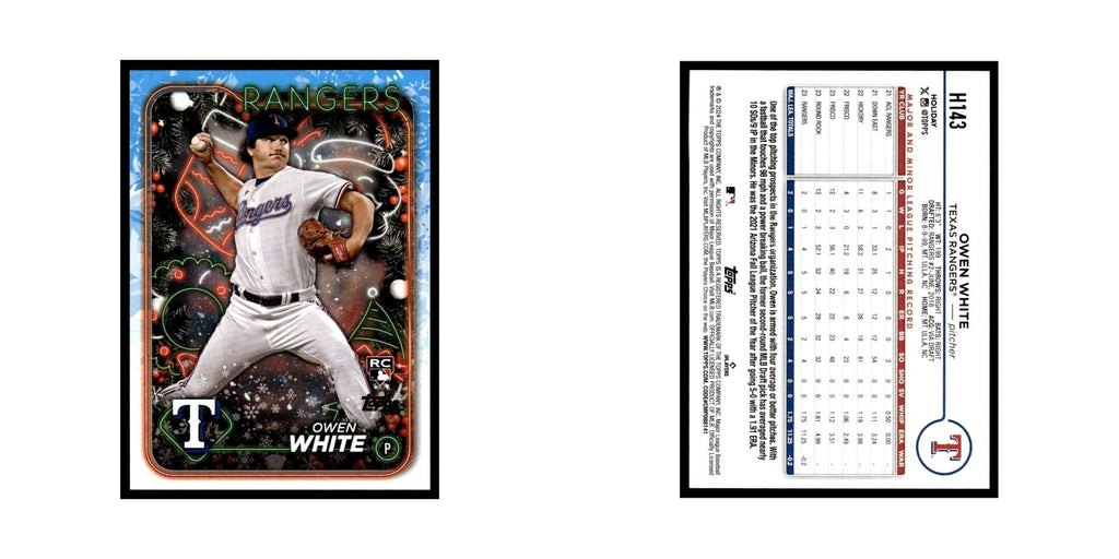 Owen White Rookie 2024 Topps Holiday #H143 Texas Rangers Baseball Card NM