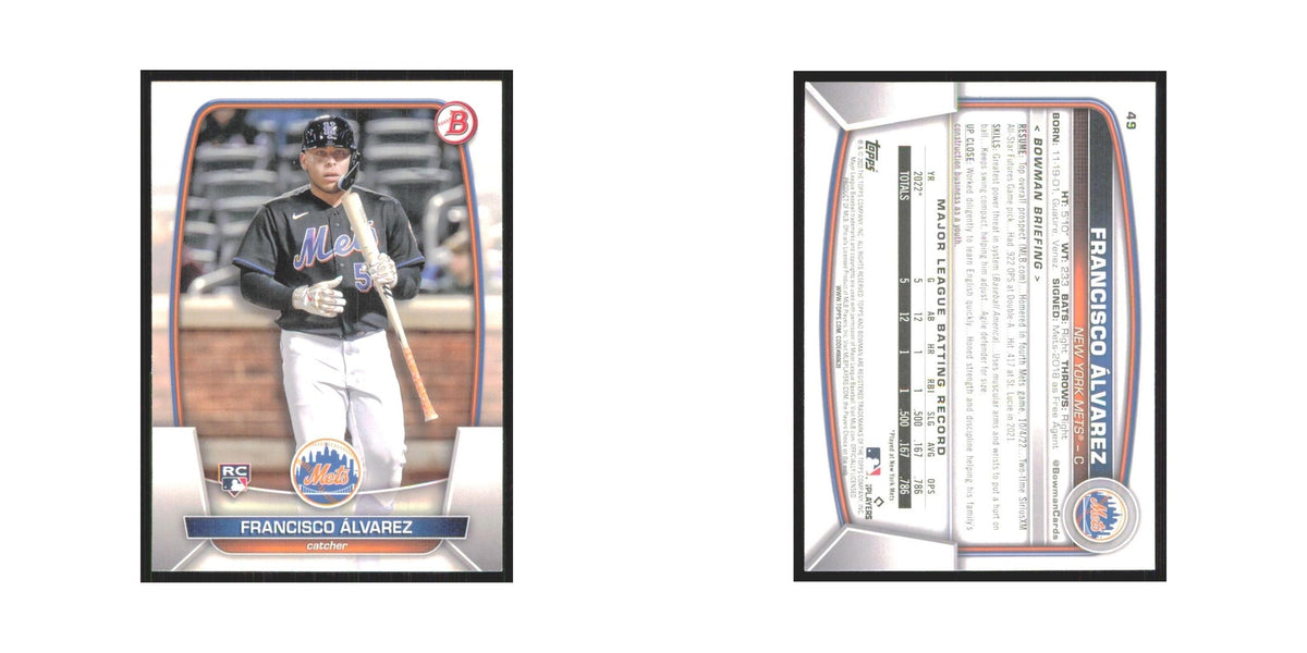 Francisco Alvarez Rookie 2023 Bowman #49 New York Mets Baseball Card NM