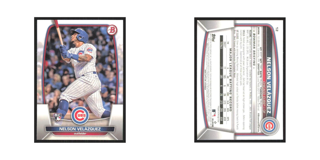 Nelson Velazquez Rookie 2023 Bowman #12 Chicago Cubs Baseball Card NM