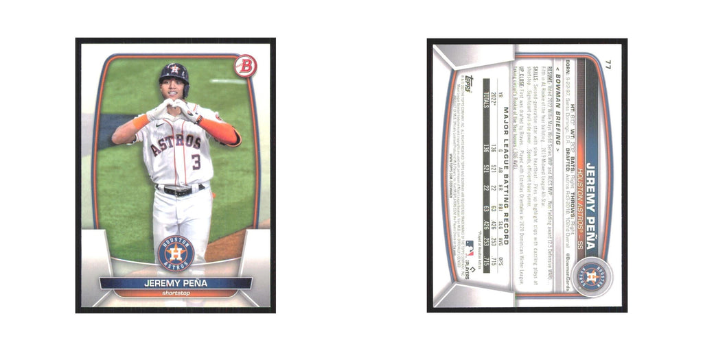 Jeremy Pena 2023 Bowman #77 Houston Astros Baseball Card NM
