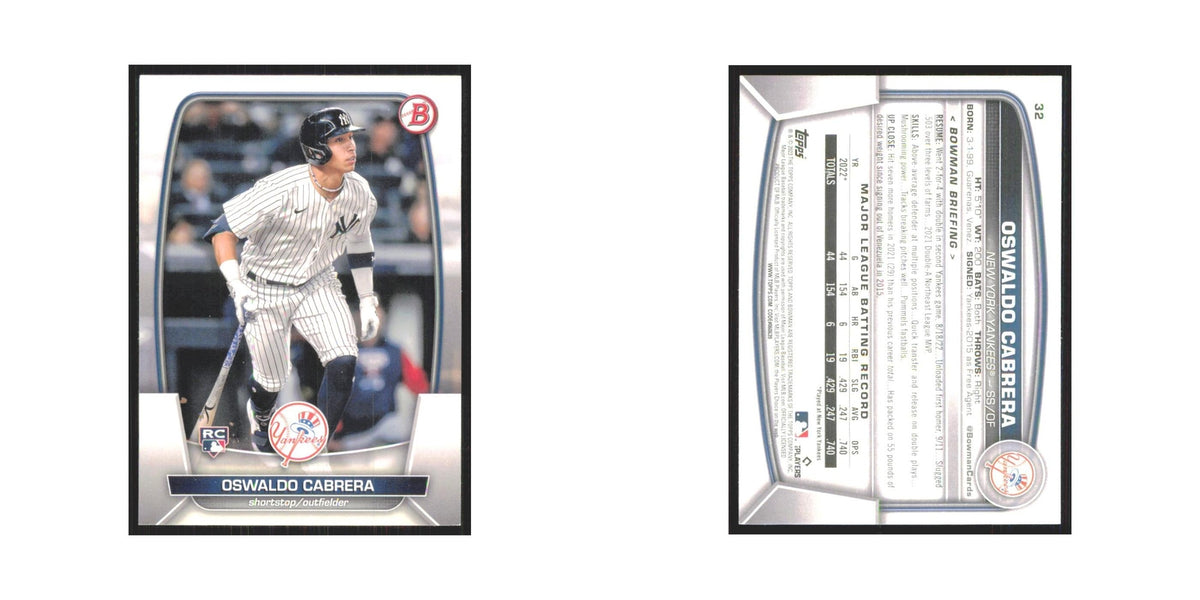 Oswaldo Cabrera Rookie 2023 Bowman #32 New York Yankees Baseball Card NM