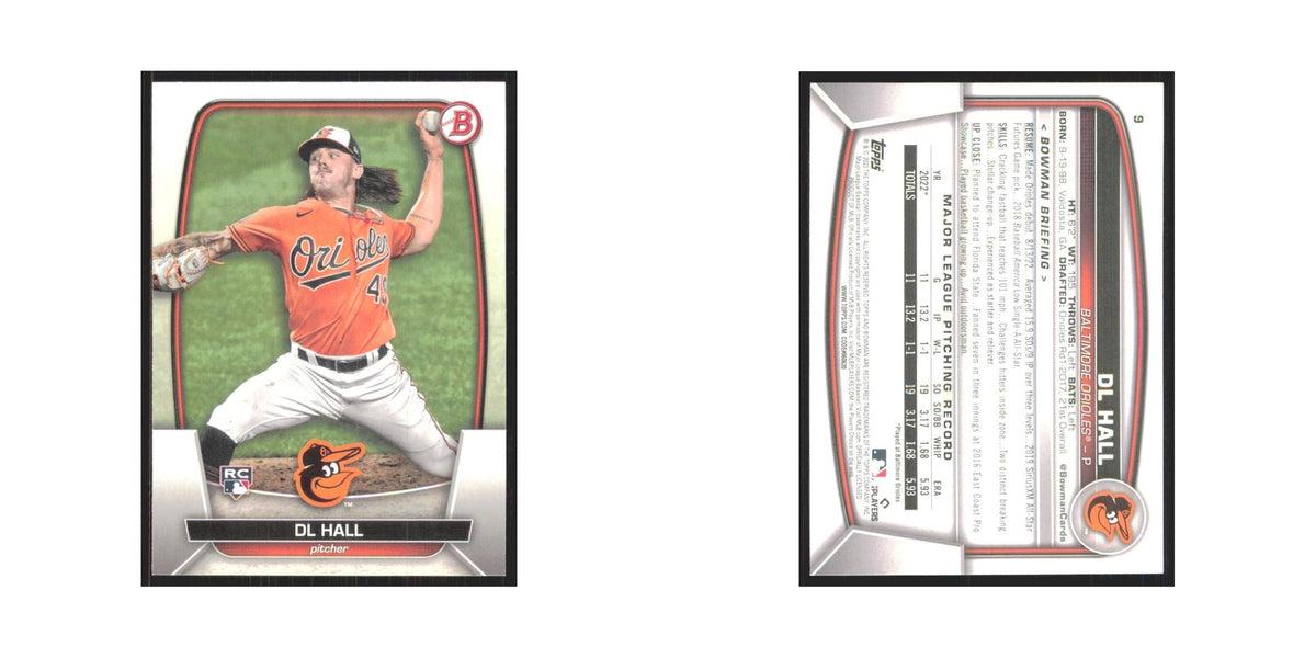 DL Hall Rookie 2023 Bowman #6 Baltimore Orioles Baseball Card NM