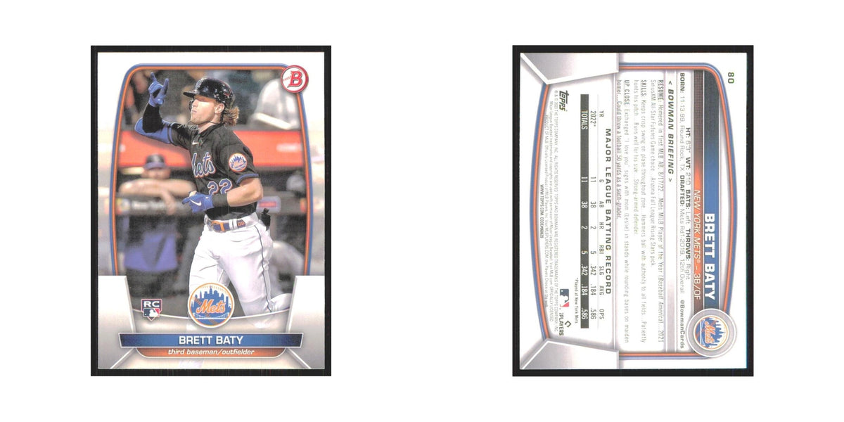 Brett Baty Rookie 2023 Bowman #80 New York Mets Baseball Card NM