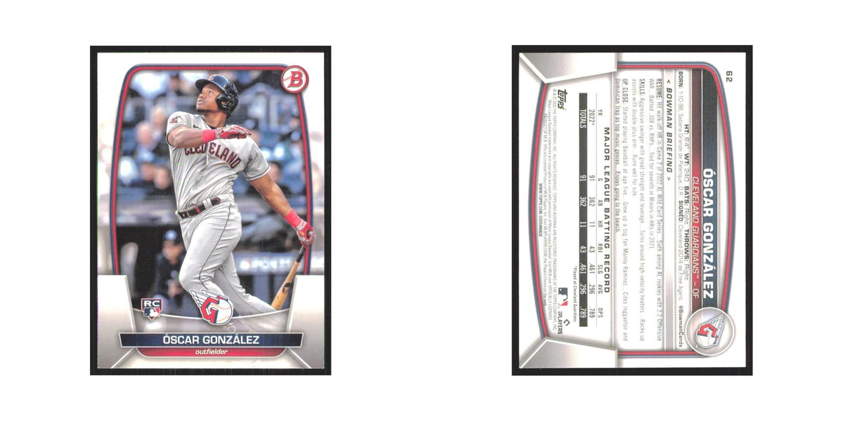 Oscar Gonzalez Rookie 2023 Bowman #62 Cleveland Guardians Baseball Card NM