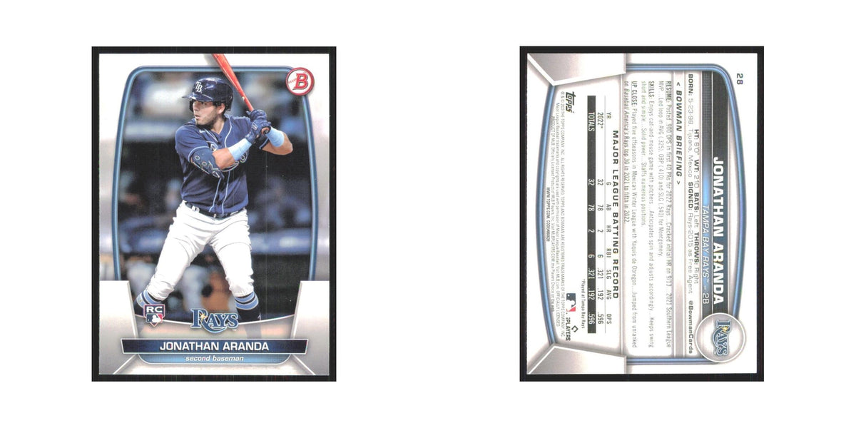 Jonathan Aranda Rookie 2023 Bowman #28 Tampa Bay Rays Baseball Card NM
