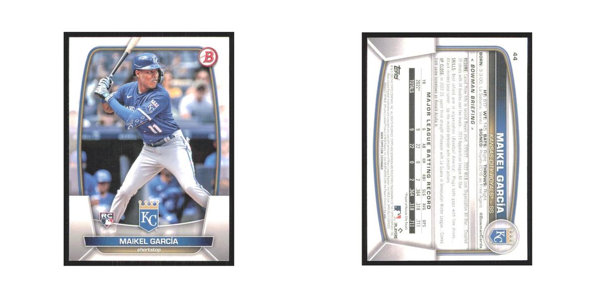 Maikel Garcia Rookie 2023 Bowman #44 Kansas City Royals Baseball Card NM