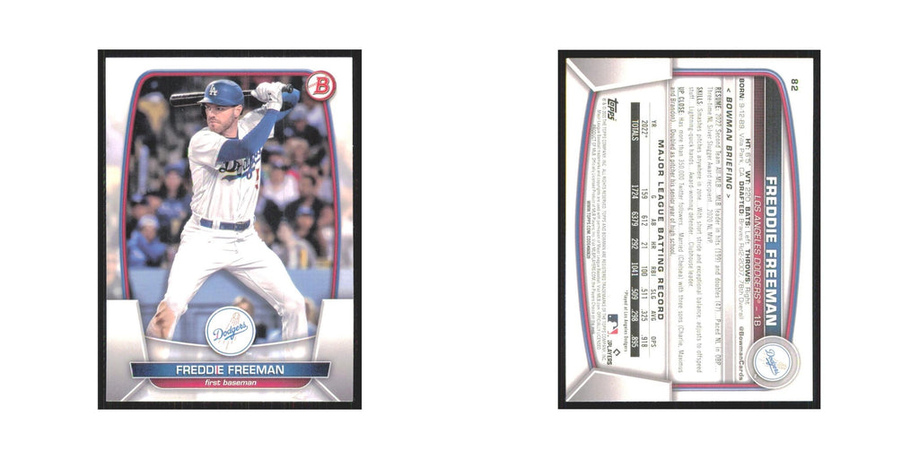 Freddie Freeman 2023 Bowman #82 Los Angeles Dodgers Baseball Card NM