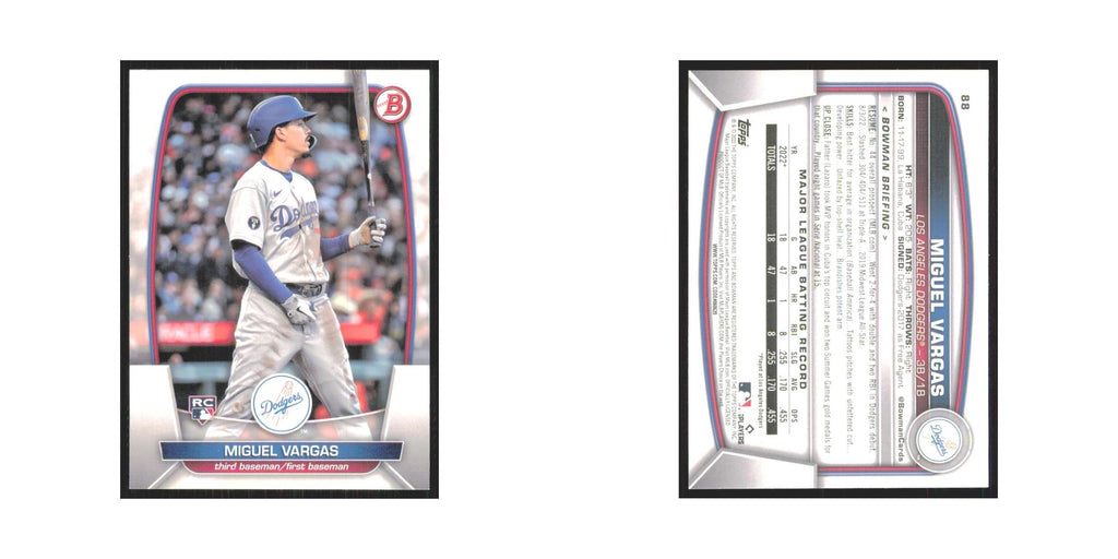 Miguel Vargas Rookie 2023 Bowman #88 Los Angeles Dodgers Baseball Card NM