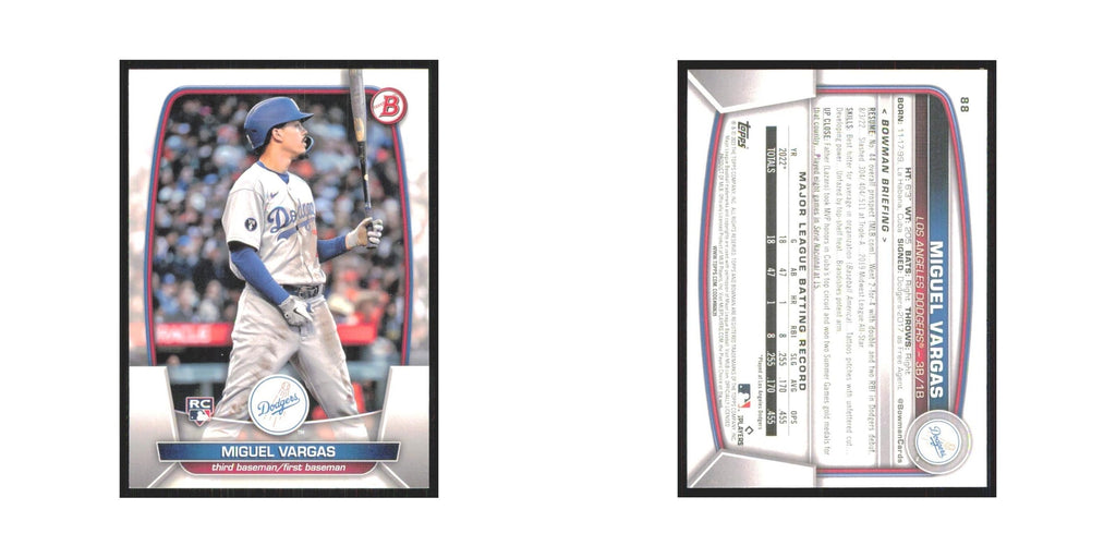 Miguel Vargas Rookie 2023 Bowman #88 Los Angeles Dodgers Baseball Card NM