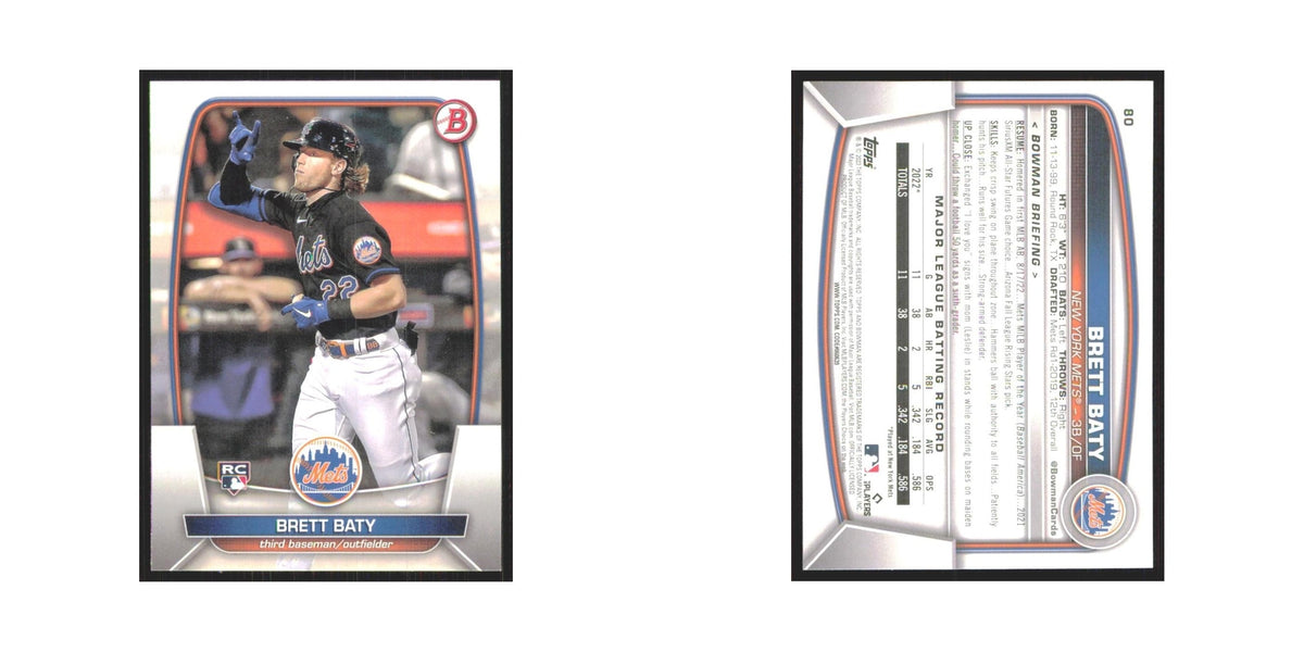 Brett Baty Rookie 2023 Bowman #80 New York Mets Baseball Card NM