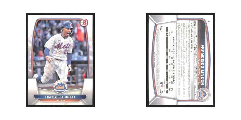 Francisco Lindor 2023 Bowman #81 New York Mets Baseball Card NM