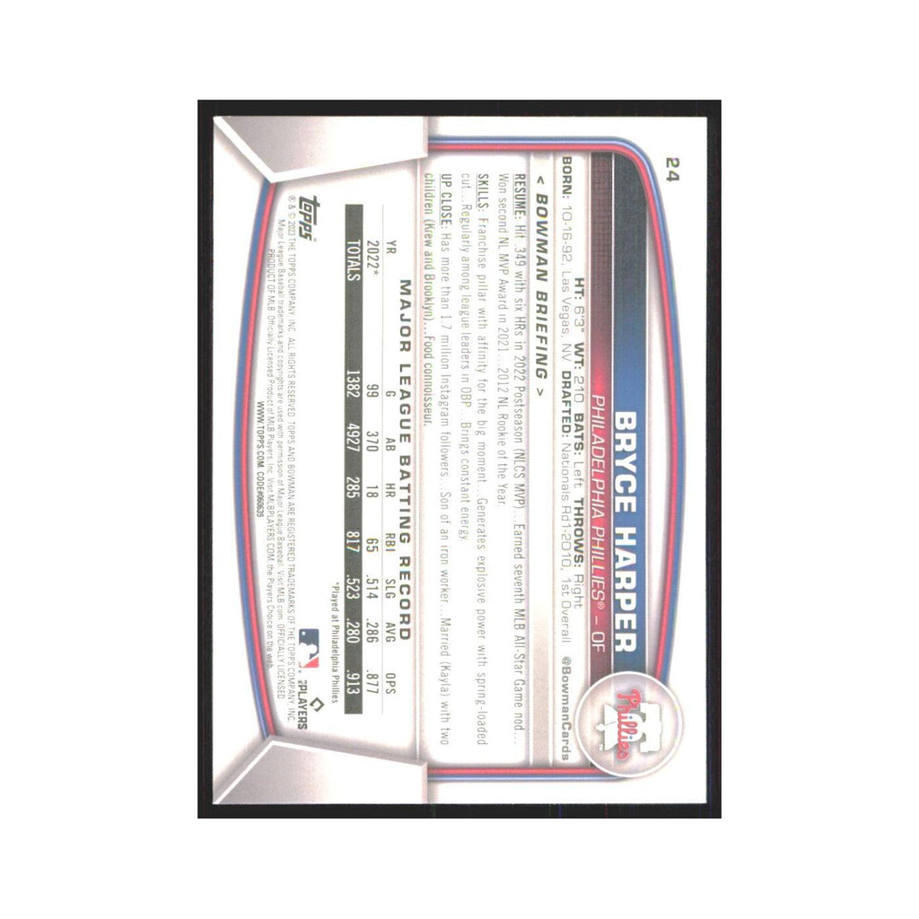 Bryce Harper 2023 Bowman #24 Philadelphia Phillies Baseball Card NM