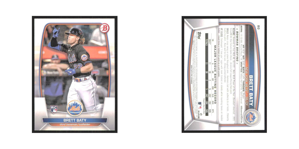 Brett Baty Rookie 2023 Bowman #80 New York Mets Baseball Card NM