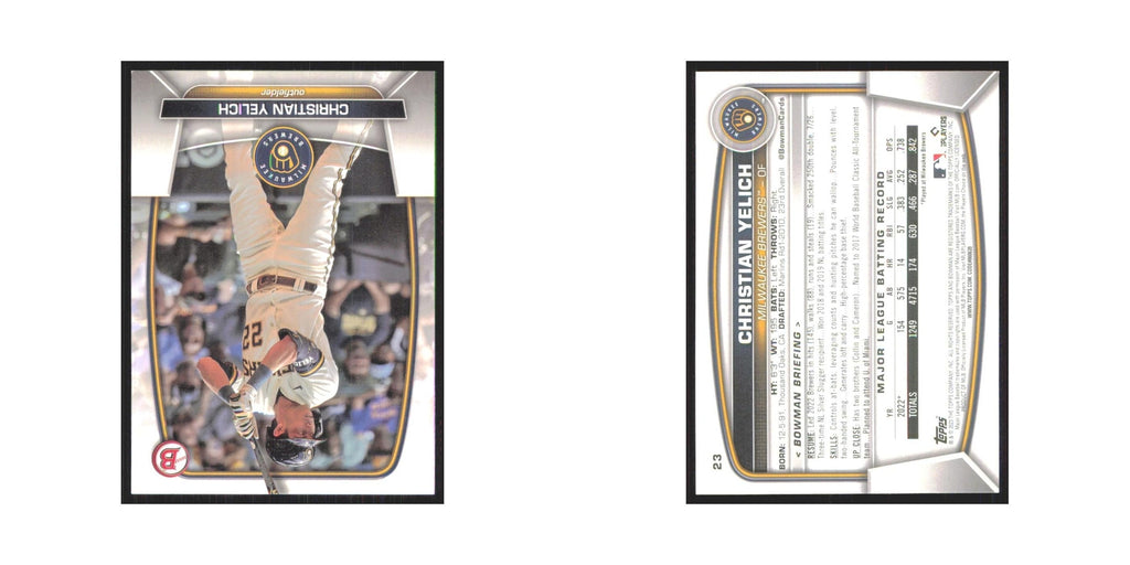 Christian Yelich 2023 Bowman #23 Milwaukee Brewers Baseball Card NM