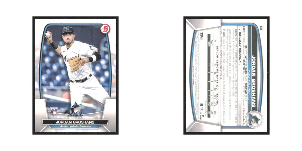 Jordan Groshans Rookie 2023 Bowman #68 Miami Marlins Baseball Card NM