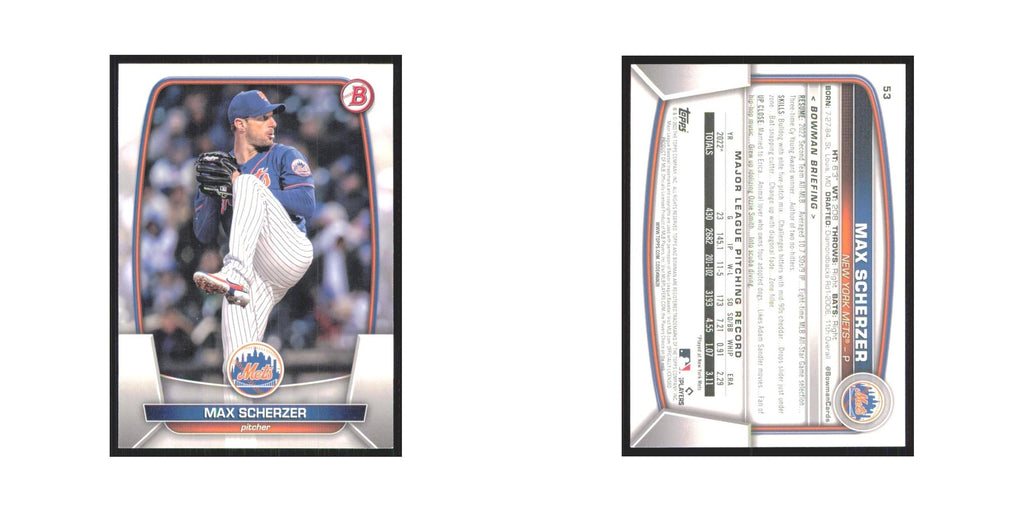Max Scherzer 2023 Bowman #53 New York Mets Baseball Card NM