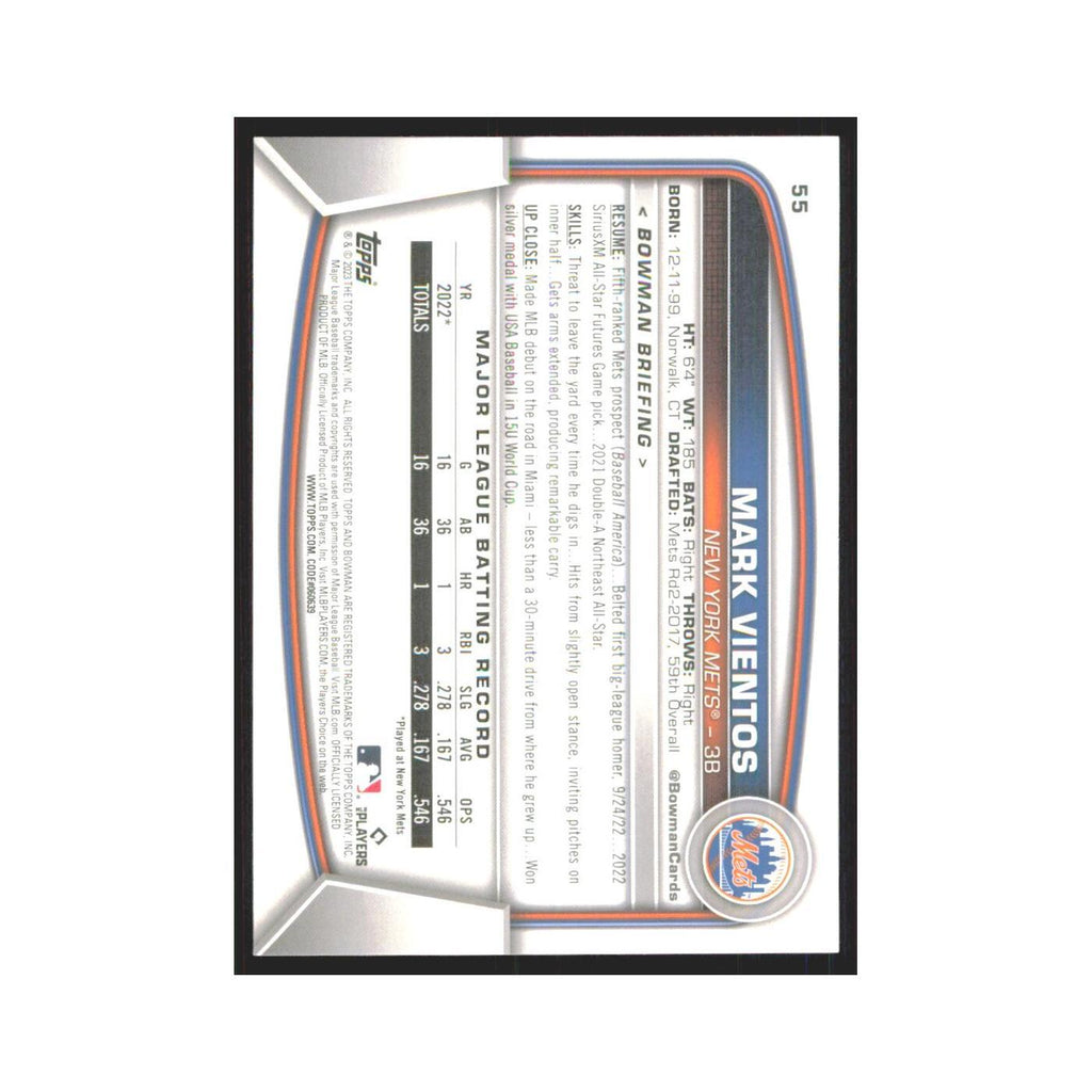 Mark Vientos Rookie 2023 Bowman #55 New York Mets Baseball Card NM