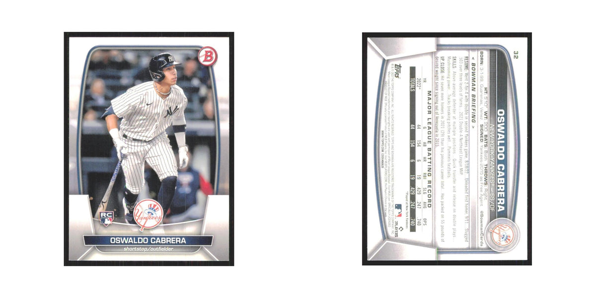 Oswaldo Cabrera Rookie 2023 Bowman #32 New York Yankees Baseball Card NM