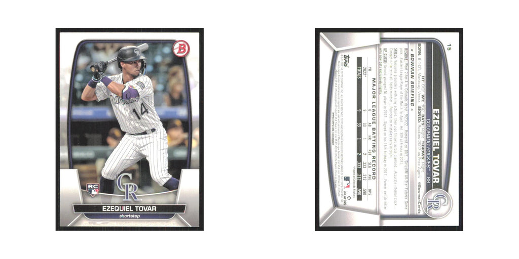 Ezequiel Tovar Rookie 2023 Bowman #15 Colorado Rockies Baseball Card NM