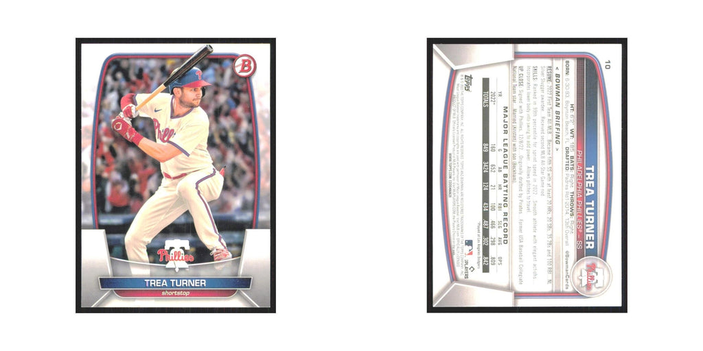 Trea Turner 2023 Bowman #10 Philadelphia Phillies Baseball Card NM