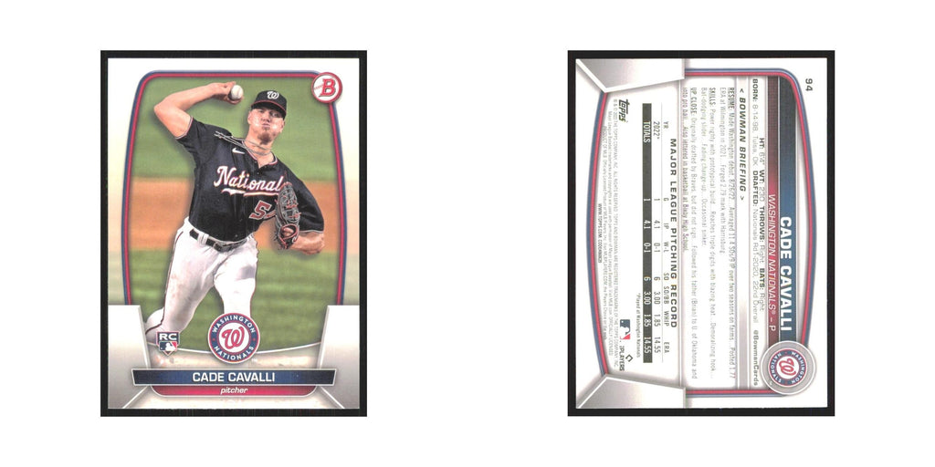 Cade Cavalli Rookie 2023 Bowman #94 Washington Nationals Baseball Card NM