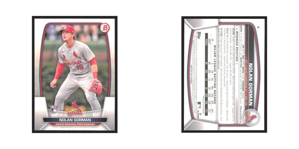 Nolan Gorman Rookie 2023 Bowman #6 St. Louis Cardinals Baseball Card NM