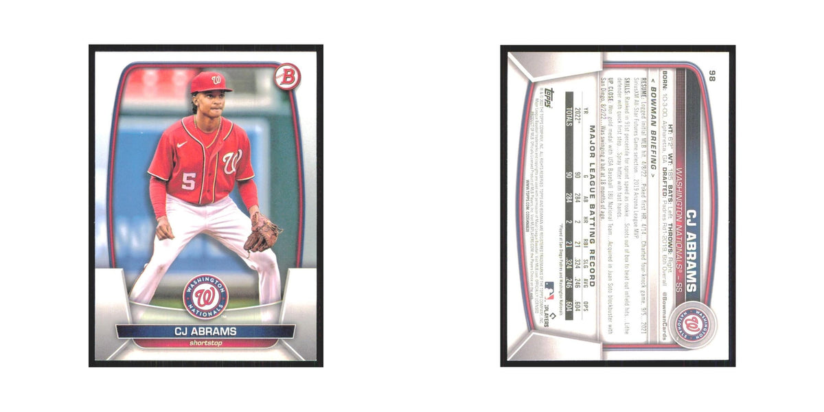 CJ Abrams 2023 Bowman #98 Washington Nationals Baseball Card NM
