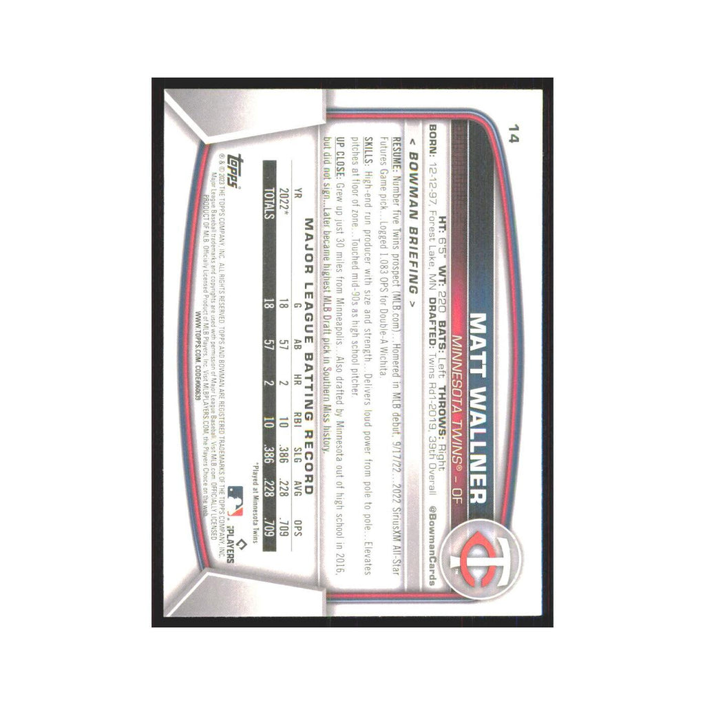 Matt Wallner Rookie 2023 Bowman #14 Minnesota Twins Baseball Card NM