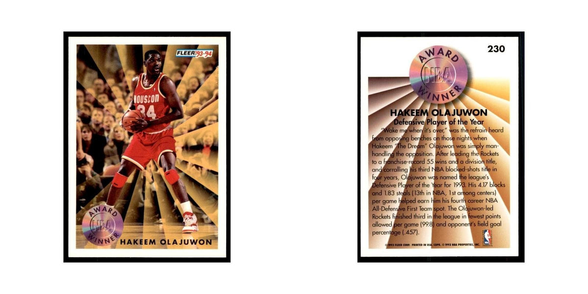 1993 Fleer Hakeem Olajuwon Basketball Cards #230