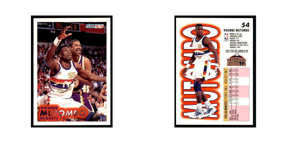 1993 Fleer Dikembe Mutombo Basketball Cards #54
