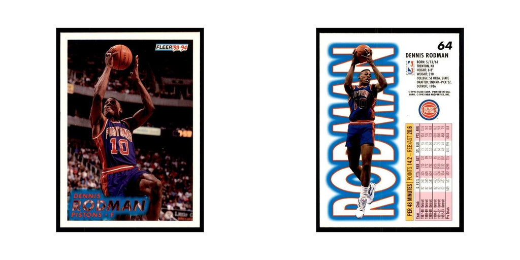 1993 Fleer Dennis Rodman Basketball Cards #64