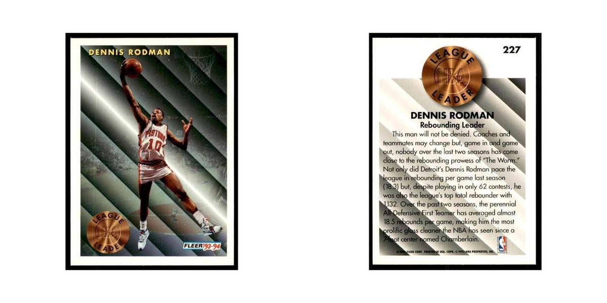 1993 Fleer Dennis Rodman Basketball Cards #227
