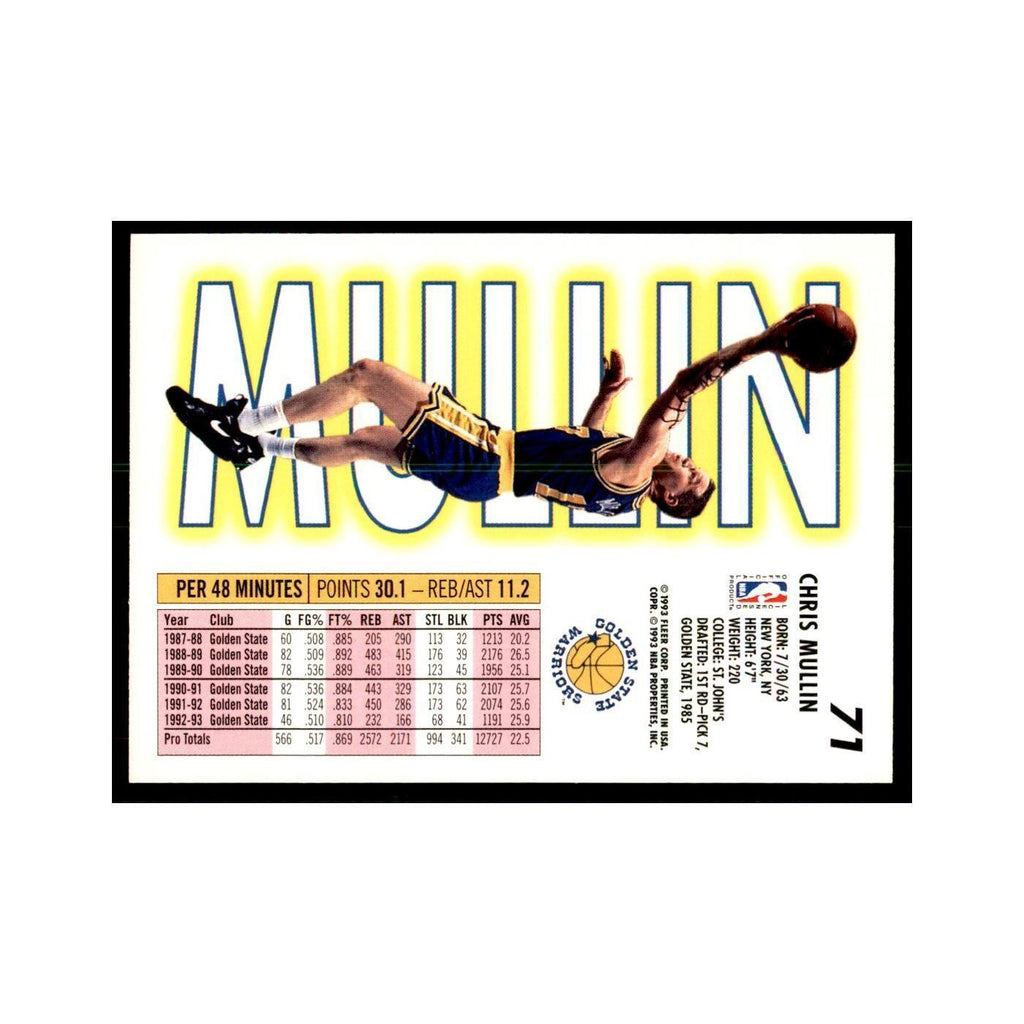 1993 Fleer Chris Mullin Basketball Cards #71