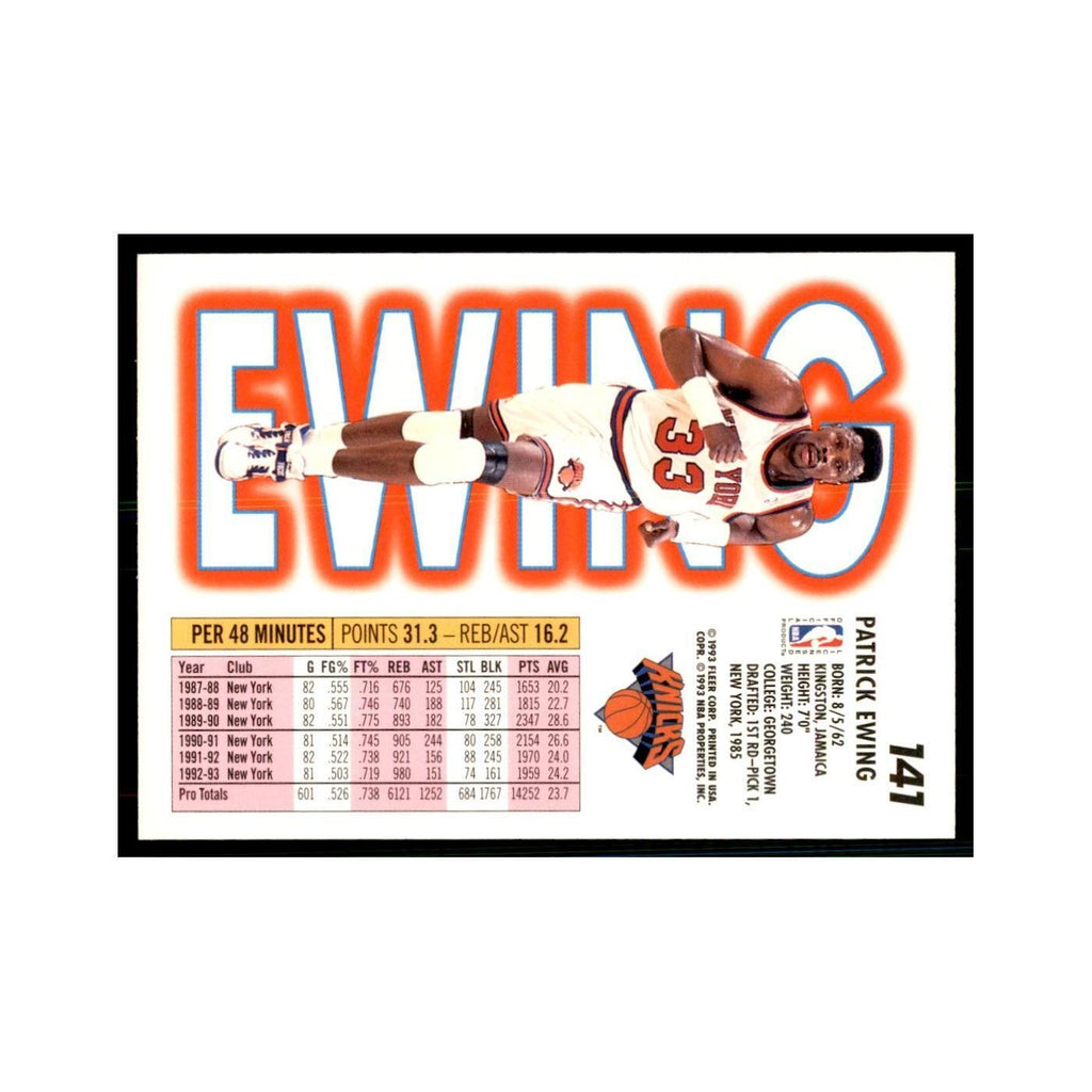 1993 Fleer Patrick Ewing Basketball Cards #141