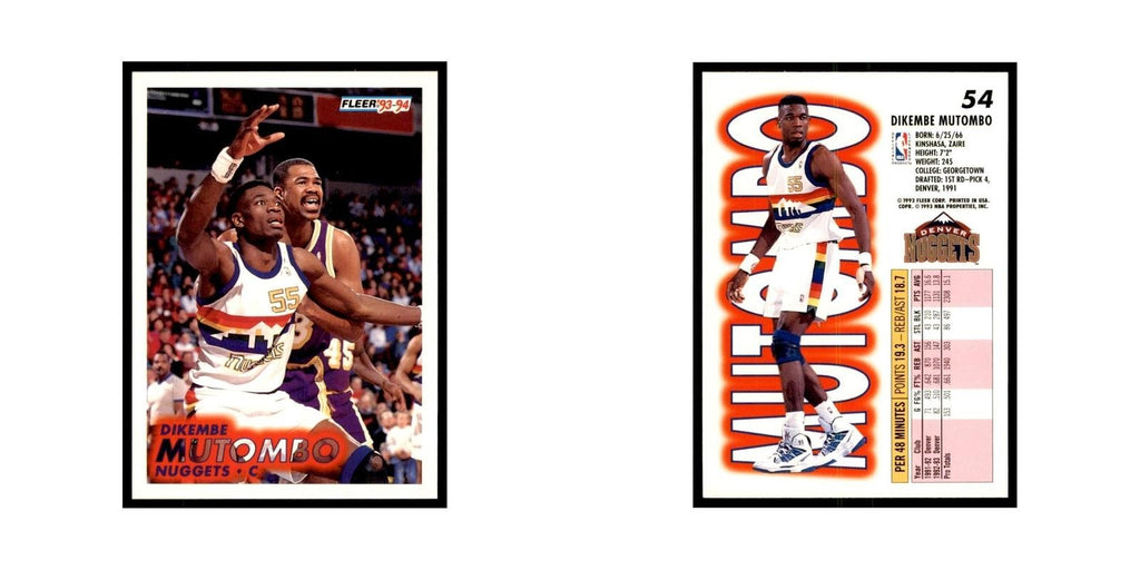 1993 Fleer Dikembe Mutombo Basketball Cards #54
