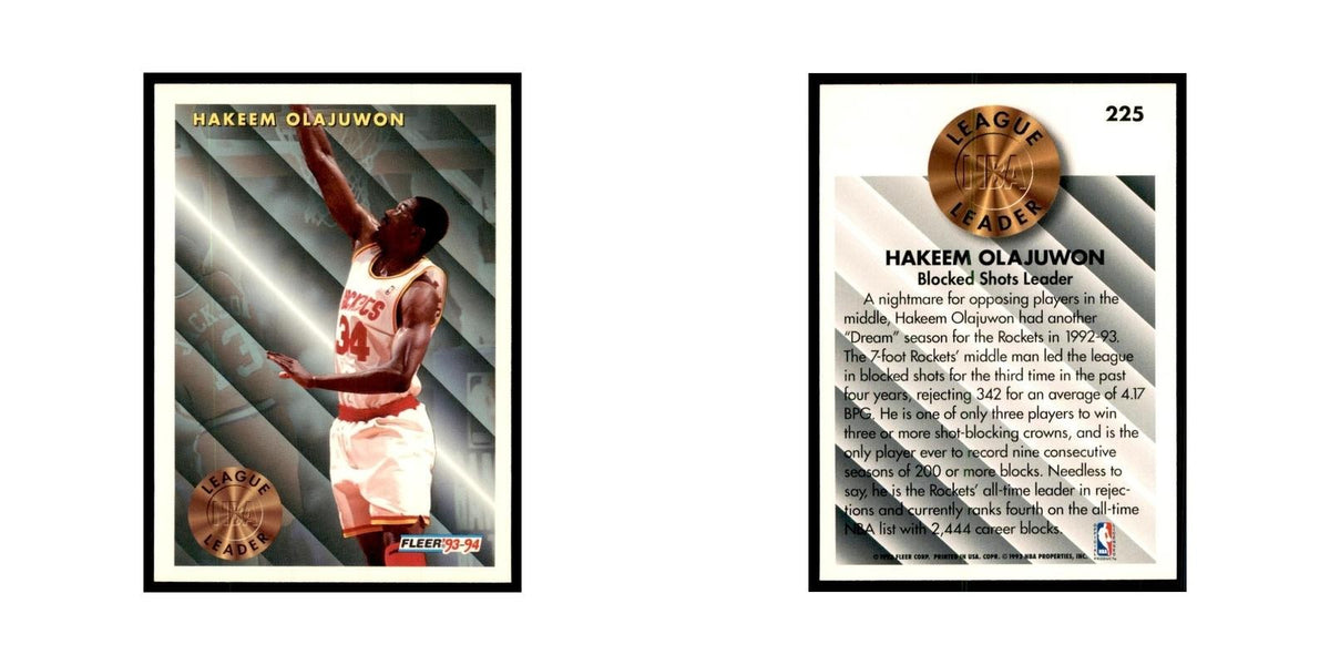 1993 Fleer Hakeem Olajuwon Basketball Cards #225