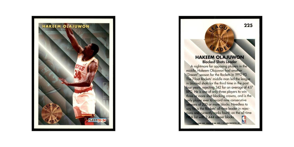 1993 Fleer Hakeem Olajuwon Basketball Cards #225