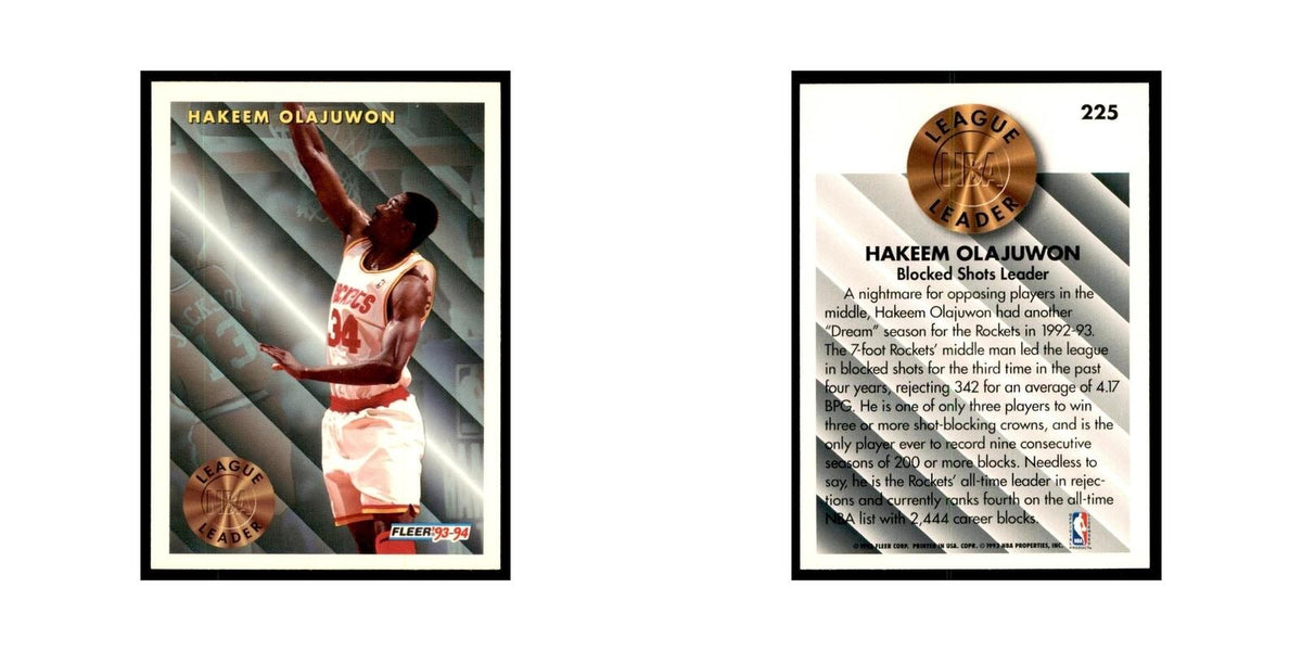 1993 Fleer Hakeem Olajuwon Basketball Cards #225