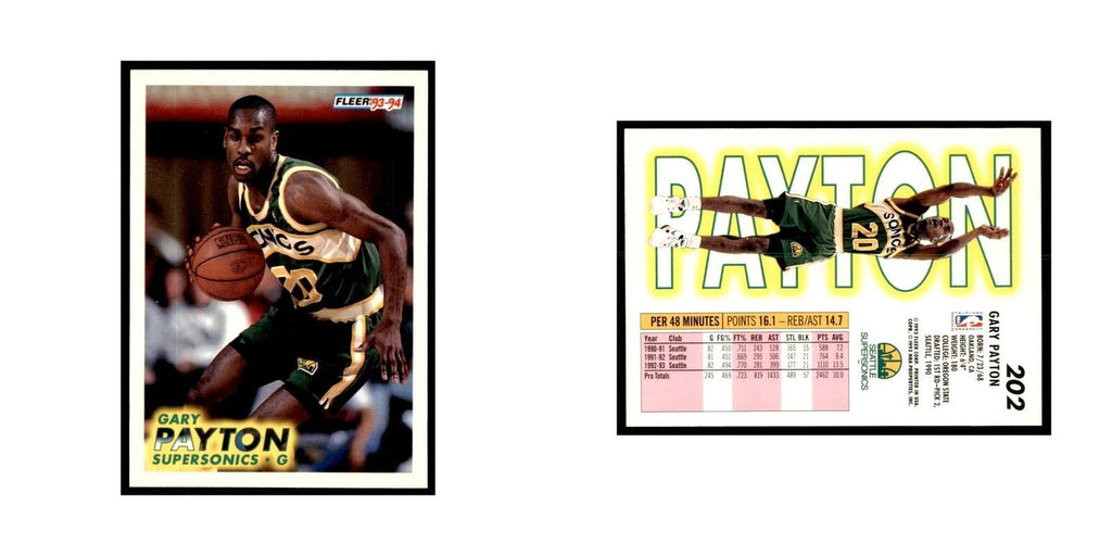 1993 Fleer Gary Payton Basketball Cards #202