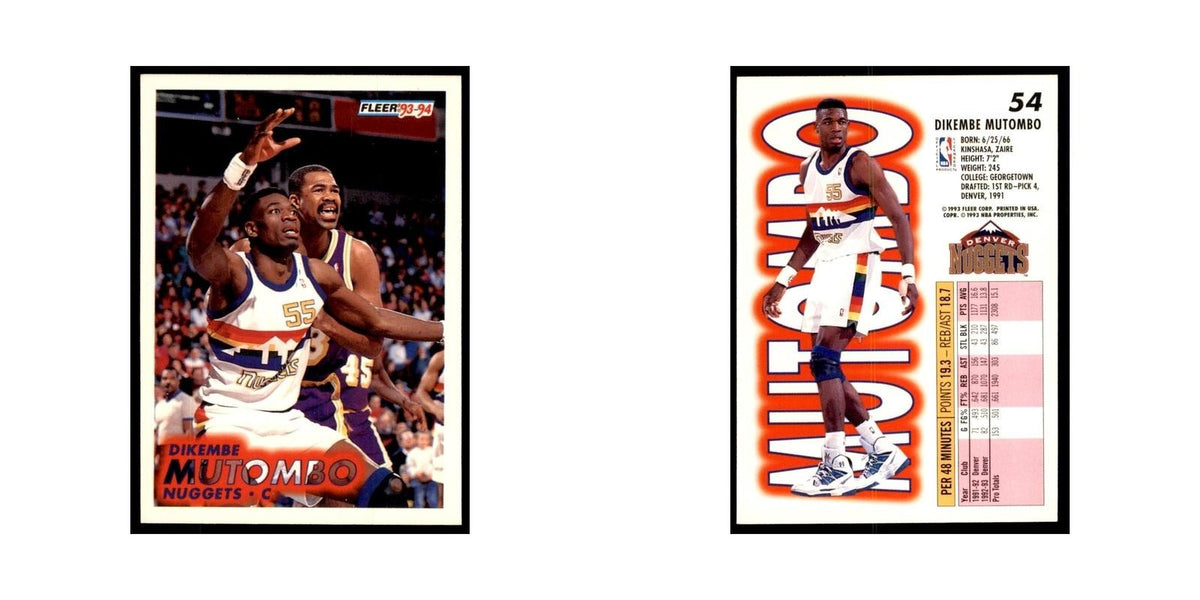 1993 Fleer Dikembe Mutombo Basketball Cards #54