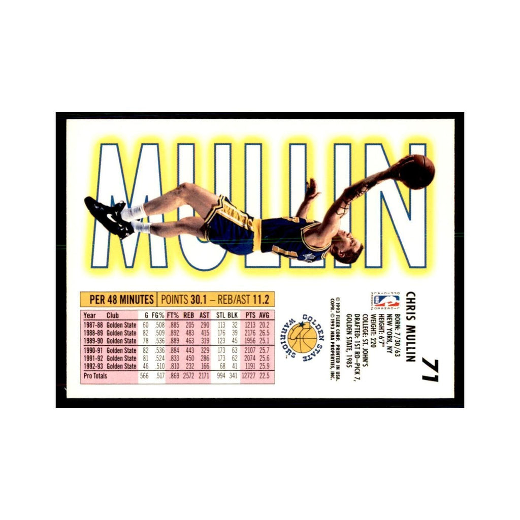 1993 Fleer Chris Mullin Basketball Cards #71