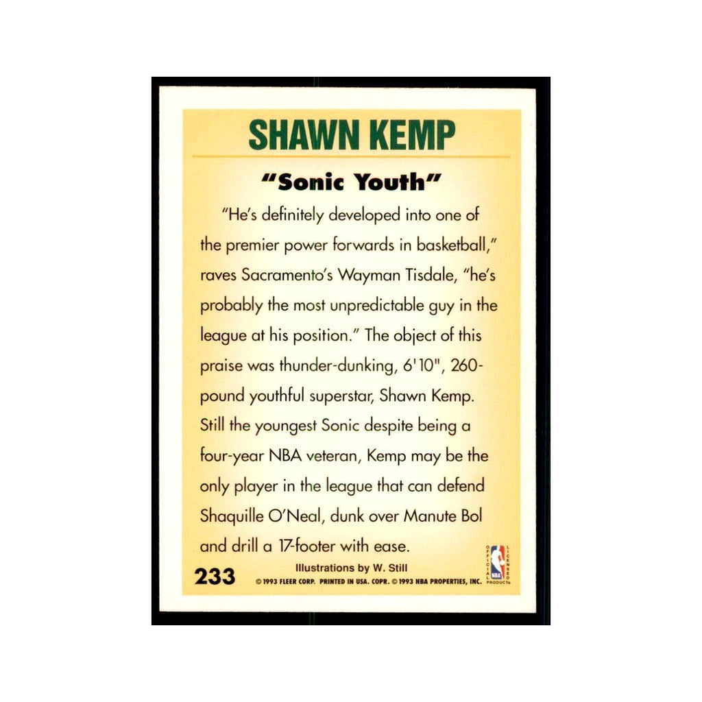 1993 Fleer Shawn Kemp Basketball Cards #233