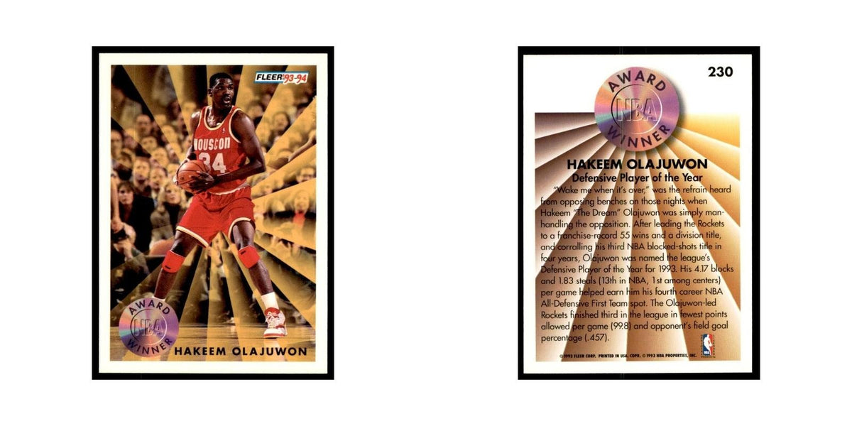 1993 Fleer Hakeem Olajuwon Basketball Cards #230