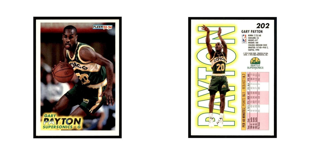 1993 Fleer Gary Payton Basketball Cards #202