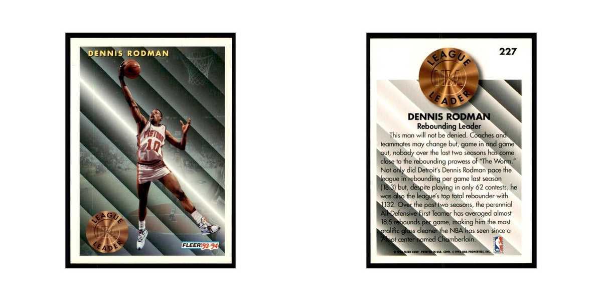 1993 Fleer Dennis Rodman Basketball Cards #227