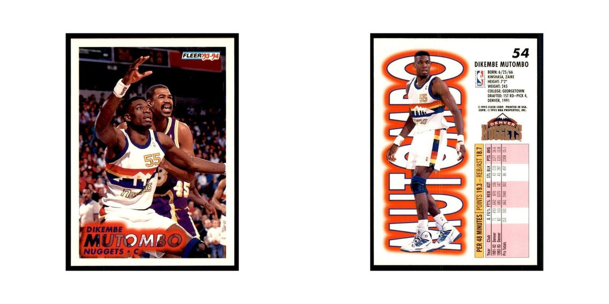 1993 Fleer Dikembe Mutombo Basketball Cards #54