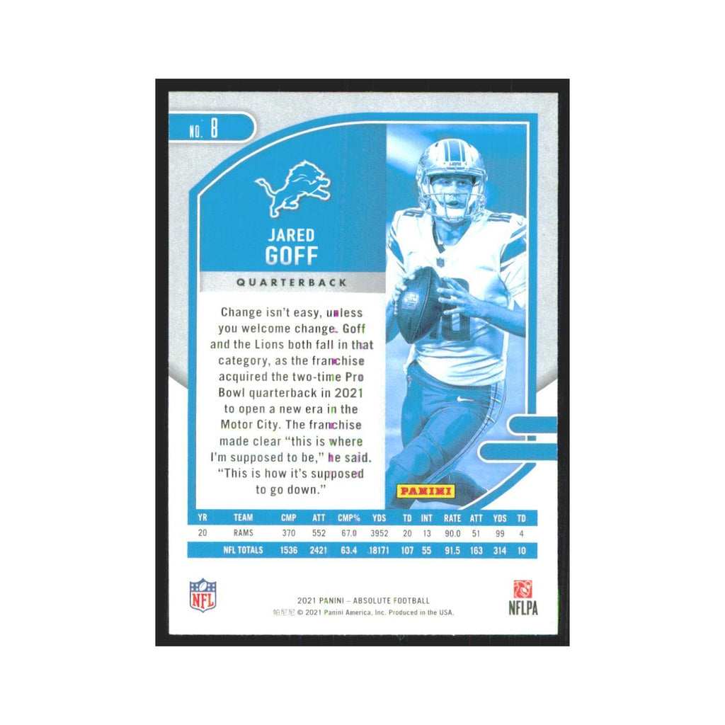 2021 Panini Absolute Jared Goff Lions #8
