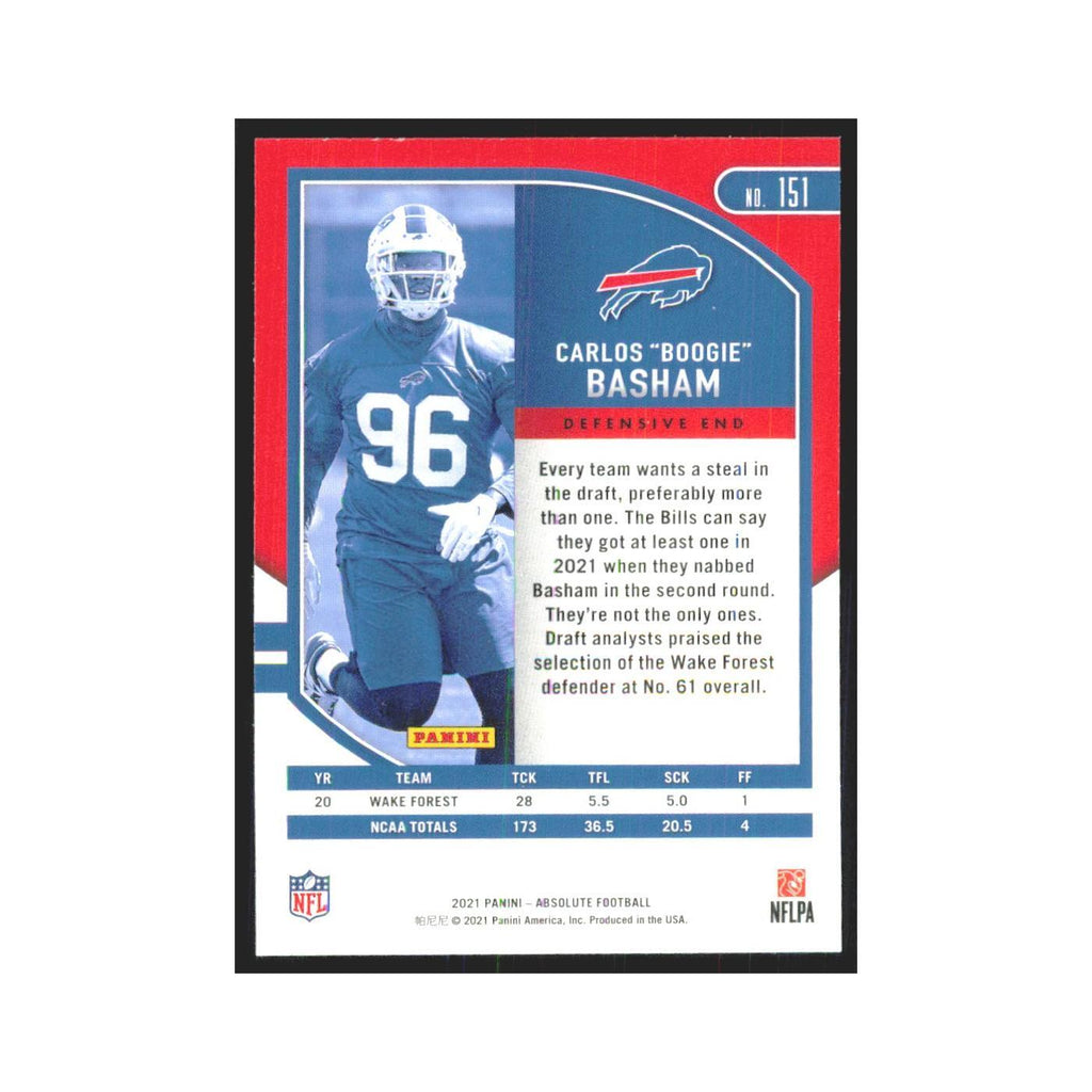 2021 Panini Absolute Carlos Boogie Basham RC Bills #151